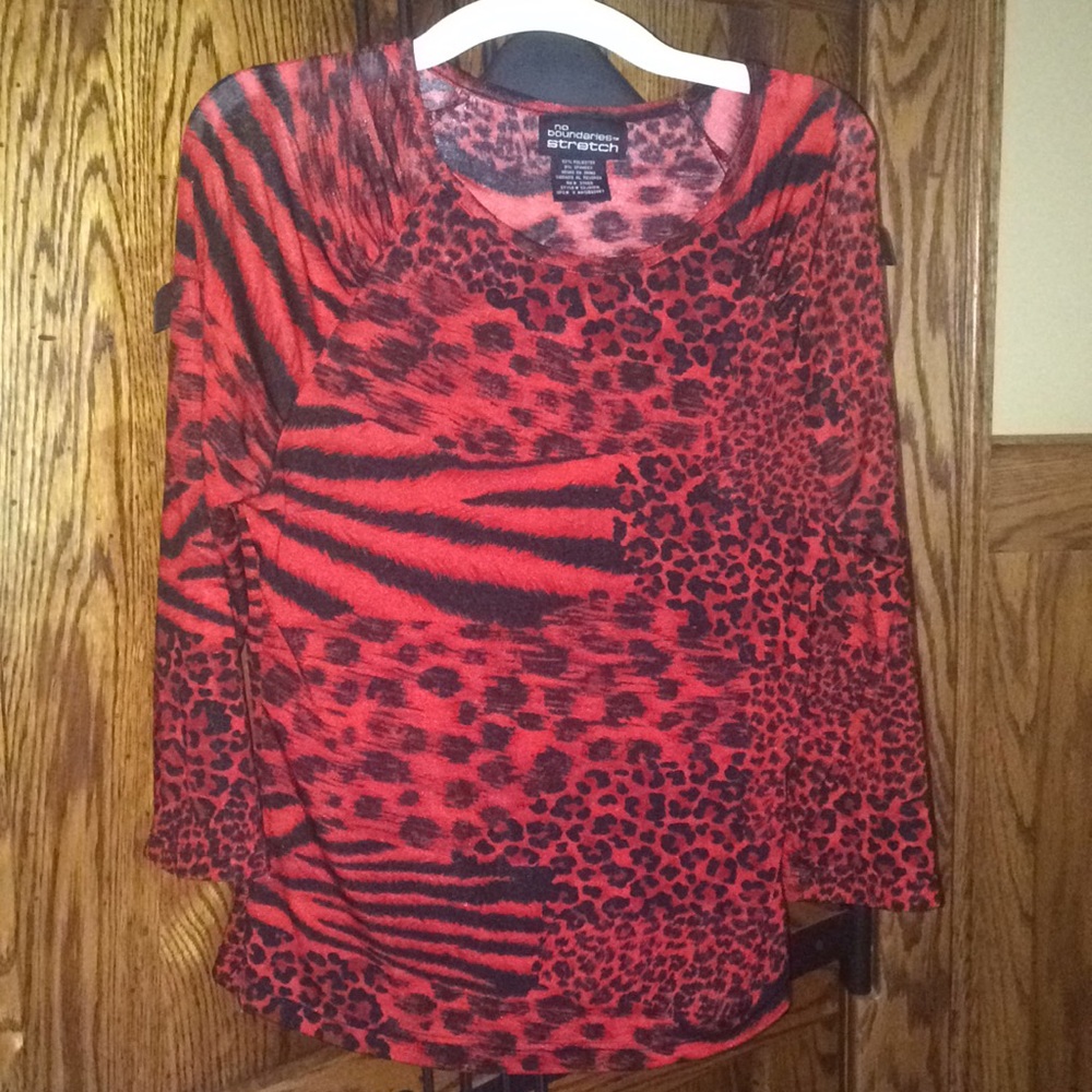 Red & Black Tiger Print Top